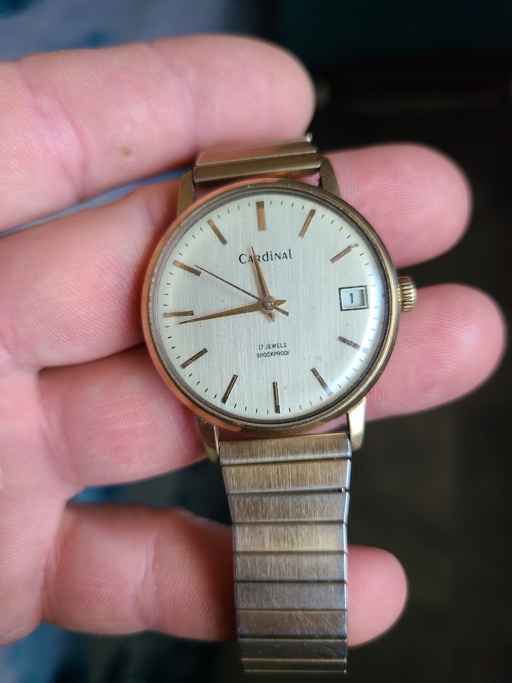 Cardinal Men’s Gold-Tone Dress Watch with Date Window